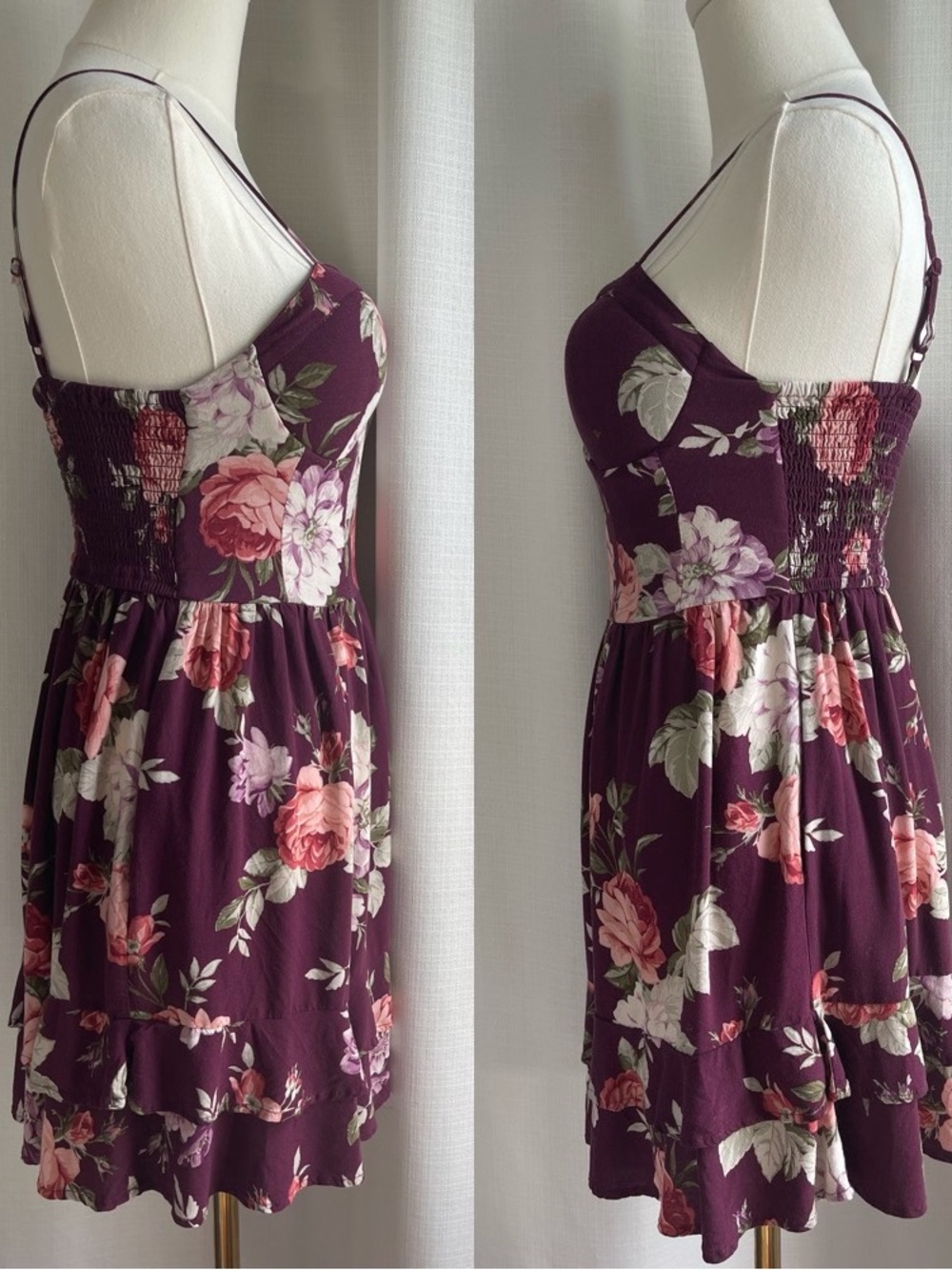 Whimsigoth Moody Floral Sweetheart Bustier Smocked Pocket Mini Dress S Boho - Picture 7 of 12